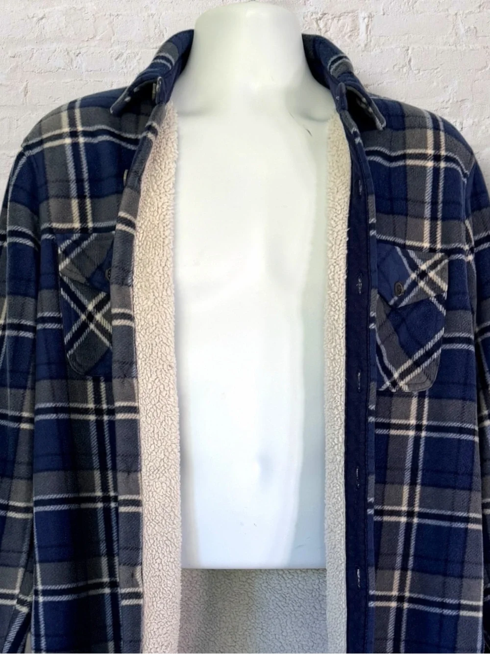 Freedom Foundry Dry Goods Sherpa Lined Flannel Shirt Jacket Men’s M Blue Plaid